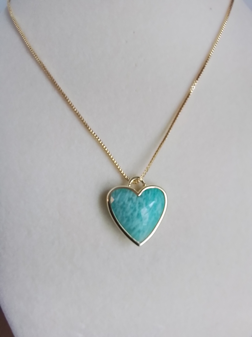 Gold Amazonite Heart Pendant Necklace